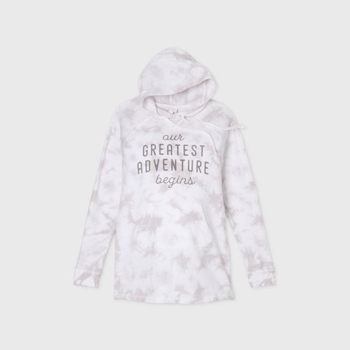 Maternity Our Greatest Adventure Begins Tie-dye Hooded Kanga Pocket Sweatshirt - Isabel Maternity By Ingrid & Isabel Gray