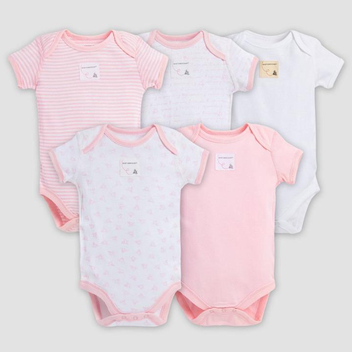 Burt's Bees Baby Girls' Organic Cotton 5pk Bodysuit Set - Blossom
