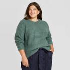 Women's Plus Size Crewneck Pullover Sweater - A New Day Green