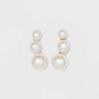 Pearl Gold Stud Earring Set 3pc - A New Day White