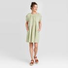 Women's Short Sleeve Crewneck Smocked Gauze Shift Dress - Universal Thread Mint Xs, Women's, Green