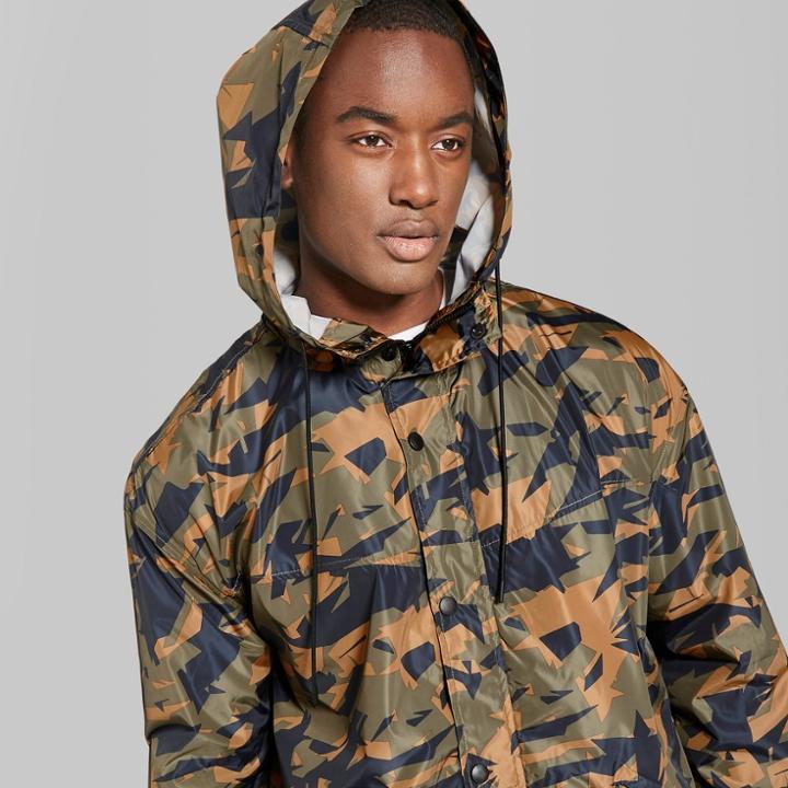 Men's Tall Camo Print Lightweight Fish Tail Parka Jacket - Original Use Paris Green