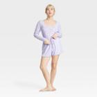 Women's Brushed Knit Long Sleeve Top And Shorts Pajama Set - Colsie Purple