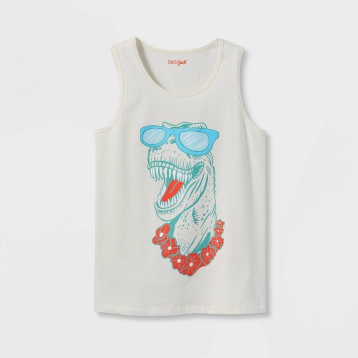 Boys' Roaring Dinosaur Graphic Tank Top - Cat & Jack White