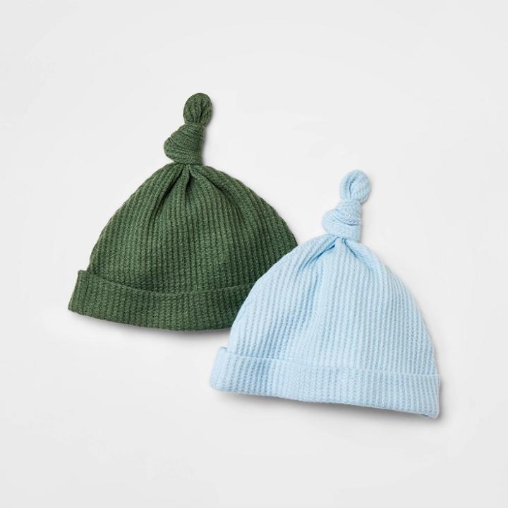 Baby 2pk Waffle Hat - Cloud Island Blue Newborn