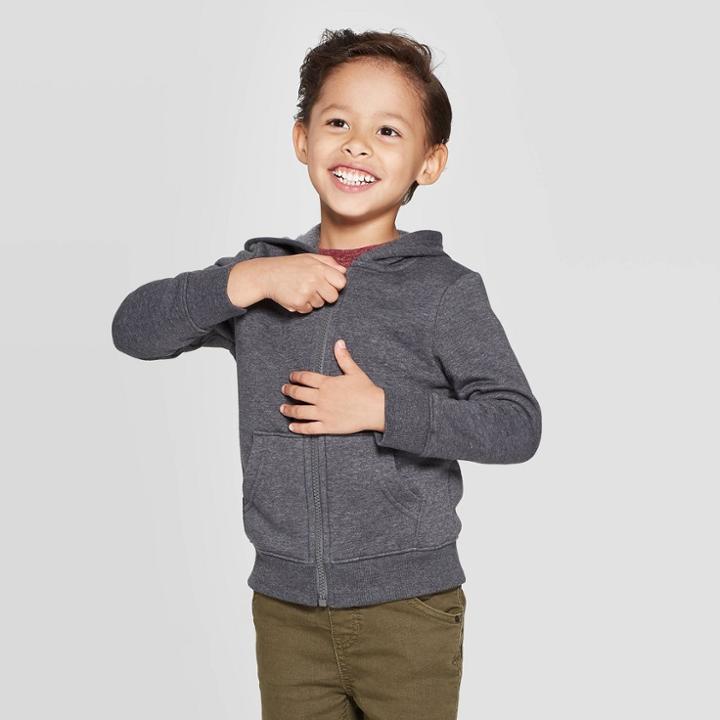 Toddler Boys' Fleece Zip-up Hoodie Sweatshirt - Cat & Jack Heather Gray