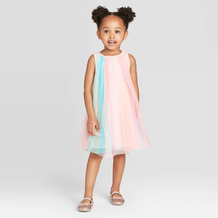 Toddler Girls' Rainbow Tulle Swing Dress - Cat & Jack 12m, Toddler Girl's,