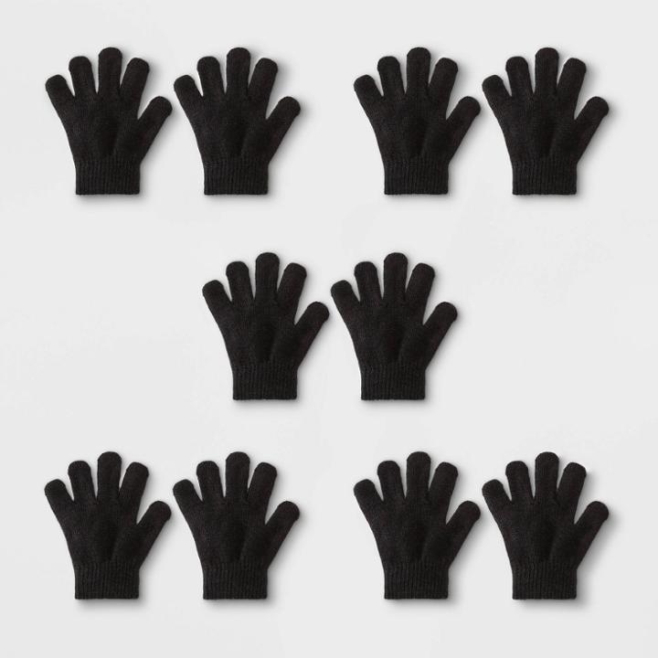 Toddler Boys' 5pk Magic Gloves - Cat & Jack One Size, Boy's, Black
