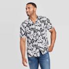 Men's Floral Print Standard Fit Short Sleeve Button-down Camp Shirt - Goodfellow & Co Black S, Men's,