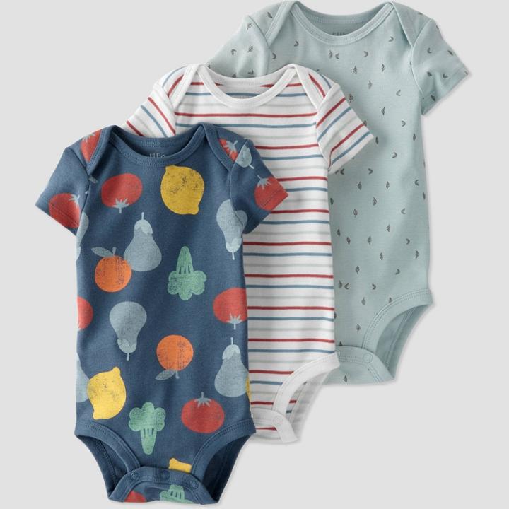 Baby 3pk Veggie Bodysuit - Little Planet By Carter's Blue/green Newborn