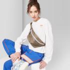 Women's Long Sleeve Skater T-shirt With Embroidered Heart - Wild Fable Fresh White