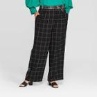 Women's Plus Size Plaid Casual Fit Mid-rise Bootcut Trouser - Who What Wear Black Tie