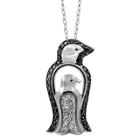 Distributed By Target Women's Sterling Silver Accent Round-cut Black And White Diamond Pave Set Penguin Pendant - White