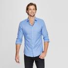 Men's Slim Fit Long Sleeve Woven Button-down Shirt - Goodfellow & Co Bicycle Blue
