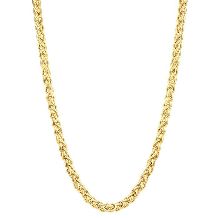 Crucible Men's Gold Plated Stainless Steel Spiga Chain Necklace (6mm) - Gold (24),