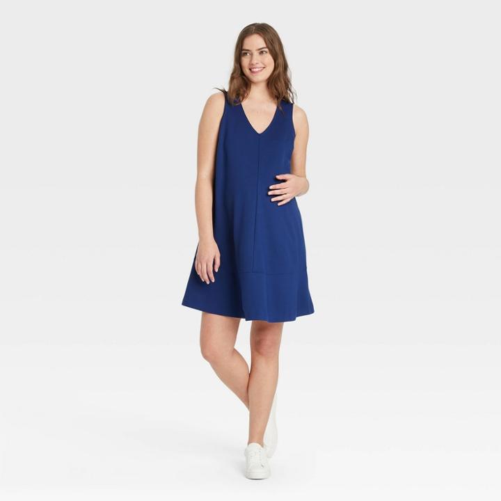The Nines By Hatch Sleeveless Ponte Maternity Dress Blue