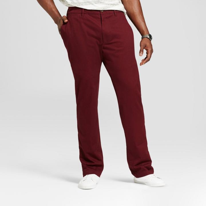Men's Big & Tall Athletic Fit Hennepin Chino Pants - Goodfellow & Co Burgundy (red)