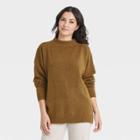 Women's Slouchy Mock Turtleneck Pullover Sweater - A New Day Olive Heather Xxl, Green Green