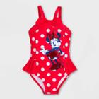 Girls' Disney Minnie Mouse One Piece Swimsuits - Red 3t - Disney