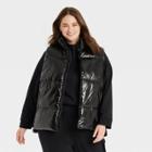 Women's Plus Size Puffer Vest - A New Day Black