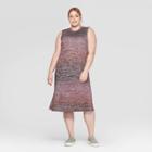 Women's Plus Size Sleeveless Crewneck Ombre Midi Knit Dress - Prologue Purple 1x, Women's,