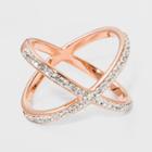 Target Rose Plated Large X Crystal Ring 14kt - A New Day Rose Gold/clear - Size