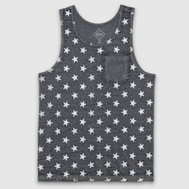 Well Worn Men's Star Tank Top - Heather Navy