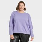 Women's Plus Size High Cuff French Terry Sweatshirt - A New Day Purple