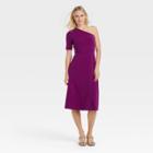 Women's Elbow Sleeve One Shoulder Knit Dress - Who What Wear Purple