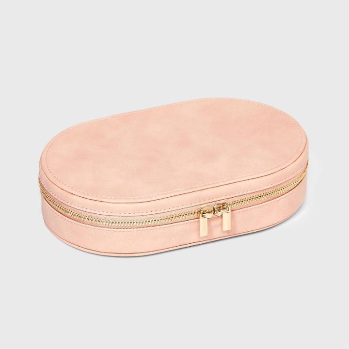 Oval Zippered Jewelry Organizer - A New Day Pink