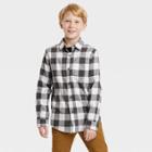 Boys' Long Sleeve Button-down Flannel Shirt - Cat & Jack Cream/charcoal Gray