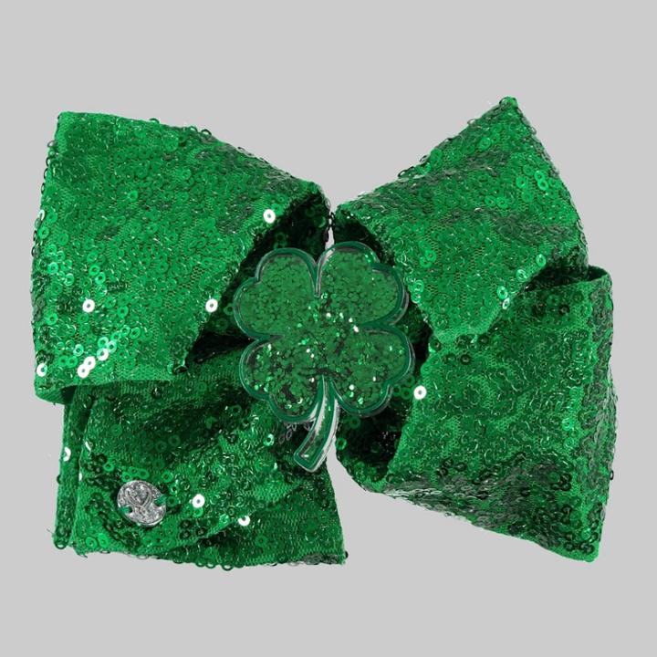 Girls' Jojo Siwa St. Patty's Sequin Bow Hair Clip With Acrylic Clover