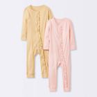 Baby 2pk Basic Wide Rib Romper - Cloud Island Pink