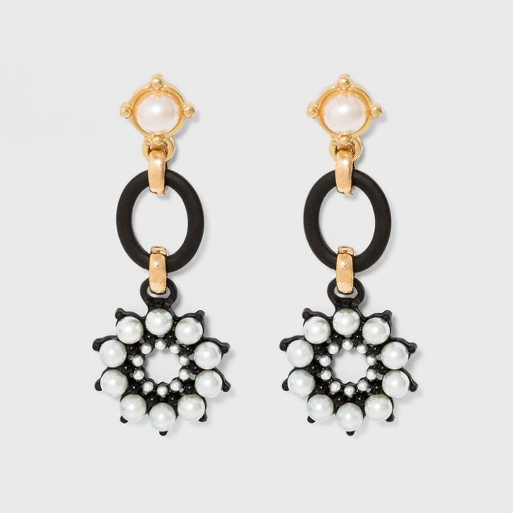 Two Part Drop With Simulated Pearl Earrings - A New Day Ivory