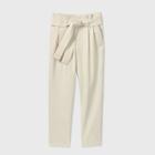 Women's Tie Waist Paperbag Pants - A New Day Cream