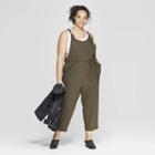 Women's Plus Size Sleeveless Belted Overalls - Universal Thread Olive (green)