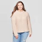 Women's Plus Size Long Sleeve Crewneck Chunky Pullover Sweater - Universal Thread Pink