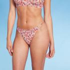 Women's Ruffle Front High Leg Extra Cheeky Bikini Bottom - Shade & Shore Ditsy Floral Xs,