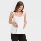 The Nines By Hatch Flutter Eyelet Maternity Tank Top White