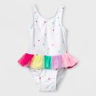 Baby Girls' One Piece Swimsuit With Tutu And Bow Back - Cat & Jack White