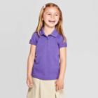 Toddler Girls' Short Sleeve Interlock Uniform Polo Shirt - Cat & Jack Purple