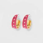 Sugarfix By Baublebar Rhinestone Enamel Huggie Hoop Earrings - Pink