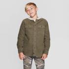 Boys' Corduroy Hooded Button-down Shirt - Art Class Green