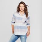 Women's Alamosa Striped Poplin Shirt - Universal Thread Blue