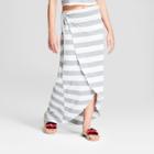 Women's Striped Wrap Front Tie Maxi Skirt - Love @ First Sight (juniors') Gray
