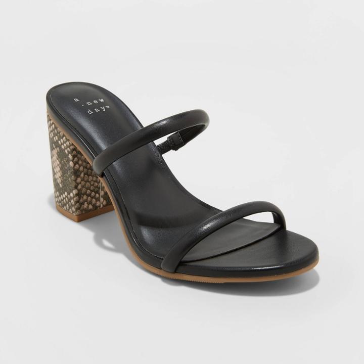 Women's Cass Thin Strap Heeled Pumps - A New Day Black