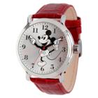 Men's Disney Mickey Mouse Shinny Silver Vintage Articulating Watch With Alloy Case - Red,