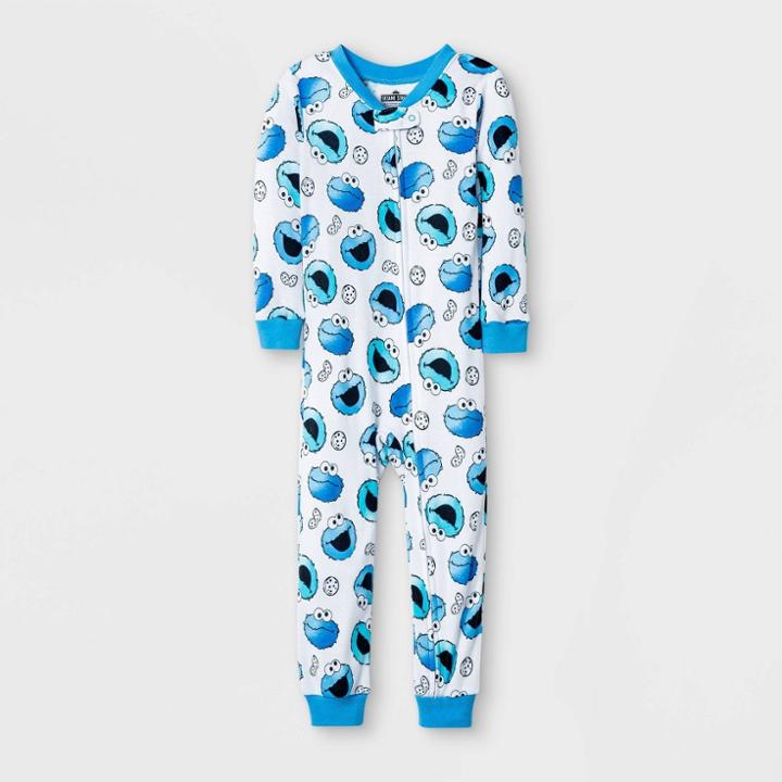 Sesame Street Baby Boys' Cookie Monster Snug Fit Union Suit - White