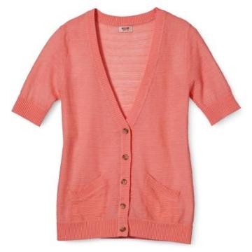 Mossimo Supply Co. Junior's Short Sleeve Cardigan - Coral