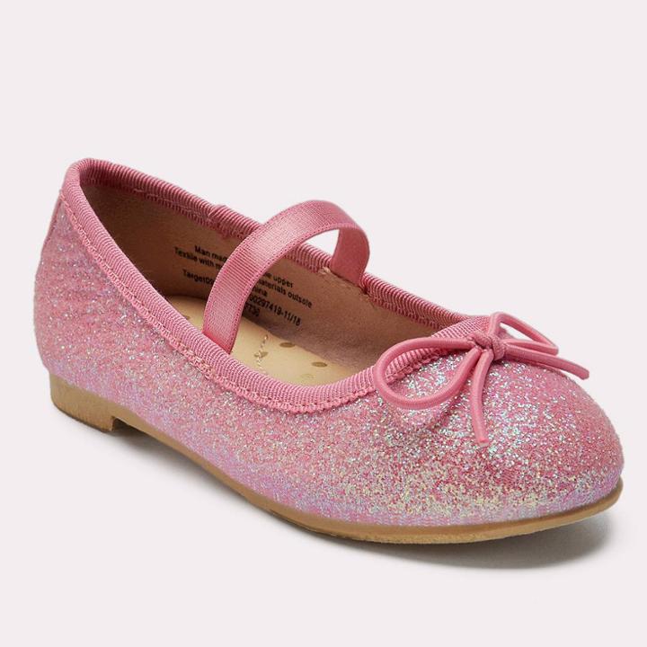 Toddler Girls' Lily Glitter Ballet Flats - Cat & Jack Pink